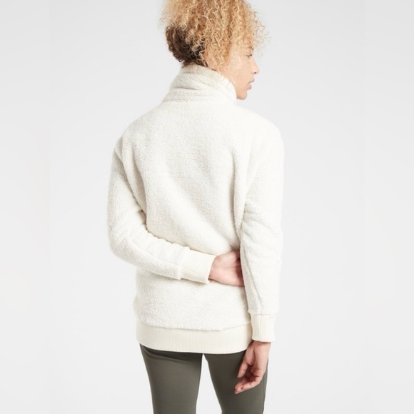 ATHLETA Talus Sherpa Half Zip White Pullover Cream XS Cozy Lounge Winter Jacket - Picture 2 of 7